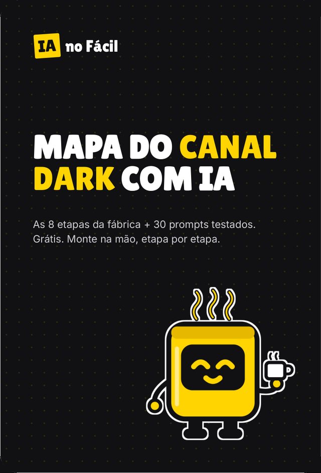 Capa do PDF Mapa do Canal Dark com IA, com o mascote Cafezinho segurando uma xícara